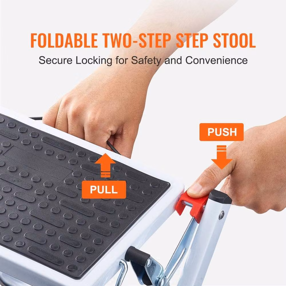 PAWNORA 2-Step Foldable Metal Step Stool Ladder in Black – 3