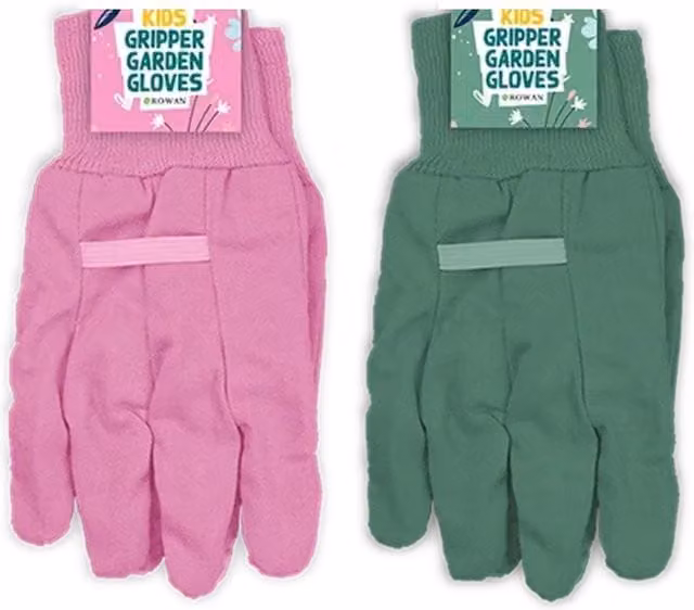 UMKY Childrens Gripper Garden Gloves with PVC Dotted Grip in Multicolour and Green