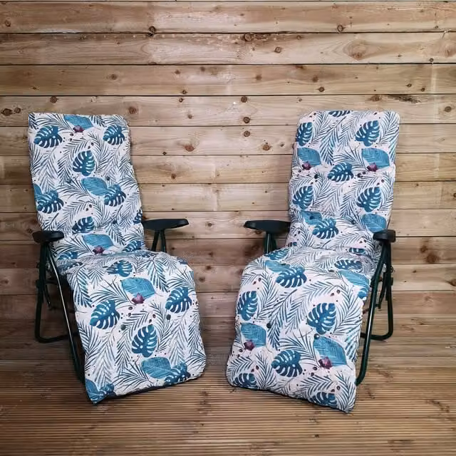 Samuel Alexander Pack of Two Floral Outdoor Garden Recliners with Weatherproof Cushions and Armrests, Multicolour
