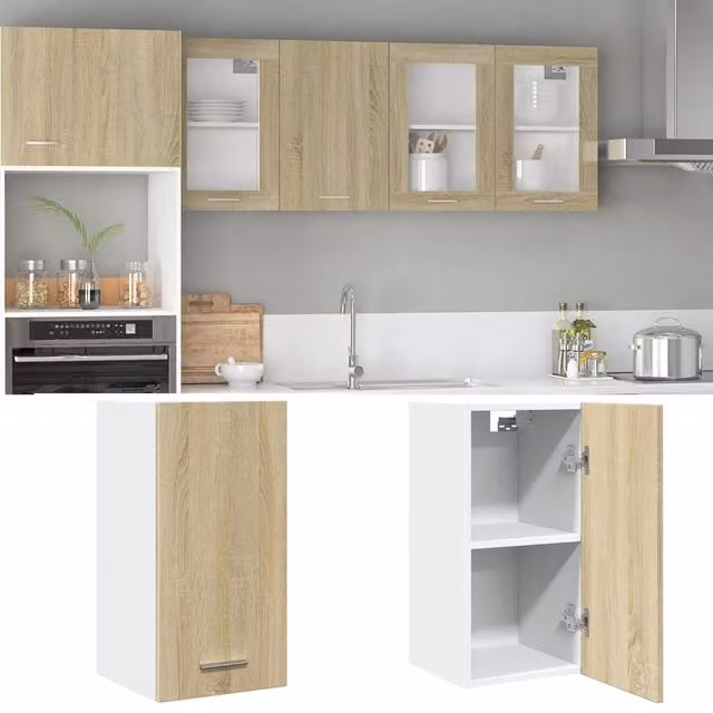 Berkfield Home Lyon Hanging Kitchen Cabinet in Sonoma Oak, Brown, W/D/H: 29.5 x 31 x 60 cm – 1