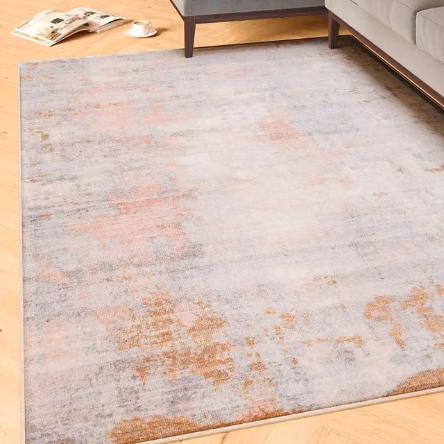 Kukoon Soft Living Machine Washable Abstract Modern Rectangular Rug in Peach and Multicolour, W: 160 cm, L: 230 cm
