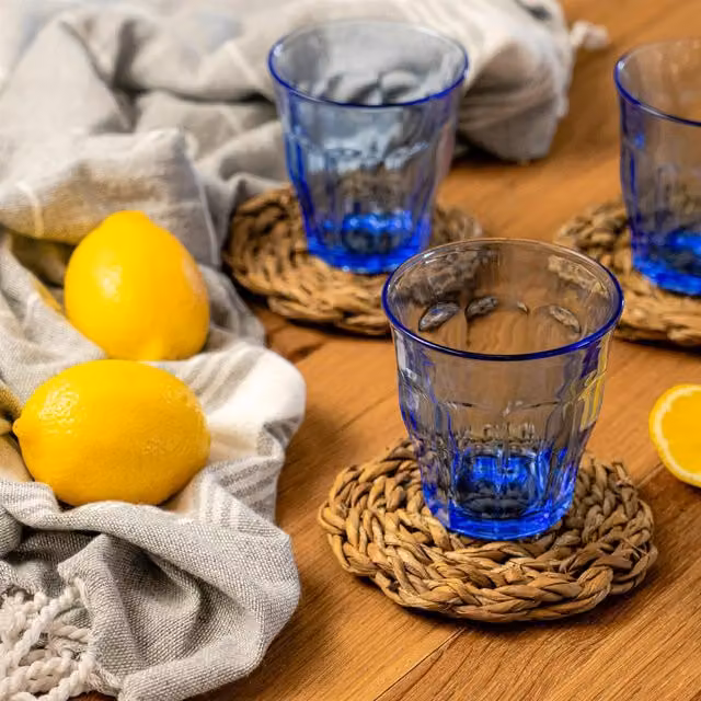 Duralex Picardie Blue Striped Glass Tumblers, 310 ml, Pack of 6