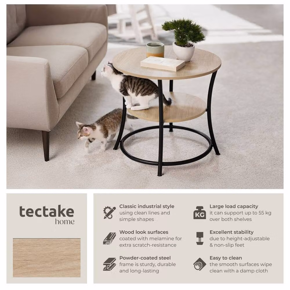 tectake Saint Louis Bedside Table in Light Oak – 2