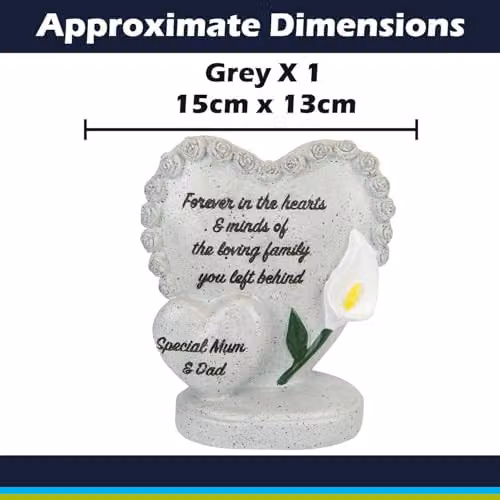 VFM e-Store Memorial Flower Pot Ornament, Grey, W: 15 cm, D: 13 cm, H: 15 cm – 2