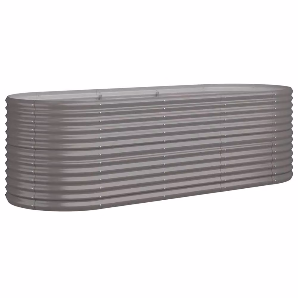 Berkfield Home Garden Grey Powder-coated Steel Raised Bed W/D/H: 224 x 80 x 68 cm – 2
