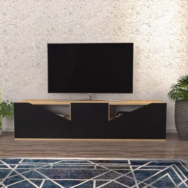 Carson Modern Geometric TV Unit in Anthracite Grey Matt, W: 160 cm