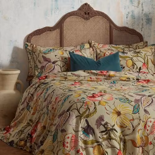 Edinburgh Weavers EW Morton Floral Duvet Set, Multicolour Cotton Sateen Bedding, W/D/H: 200 x 220 cm