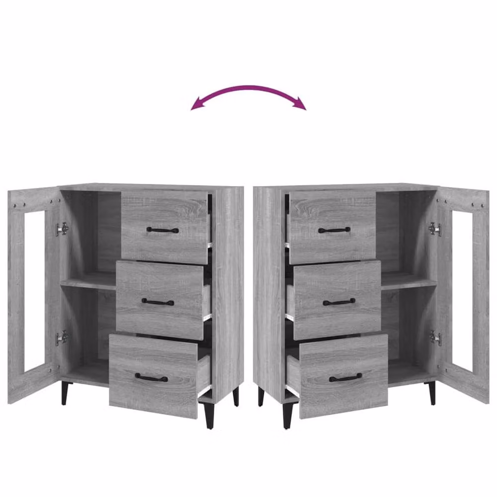 Berkfield Home Grey Sonoma Sideboard in Engineered Wood, W: 69.5 cm, D: 34 cm, H: 90 cm – 3