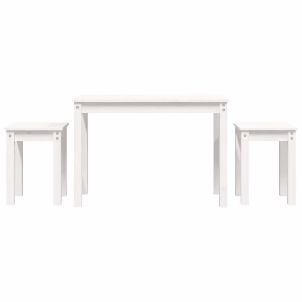 Berkfield Home Nesting Tables, Set of 3, White Solid Pine Wood – 1