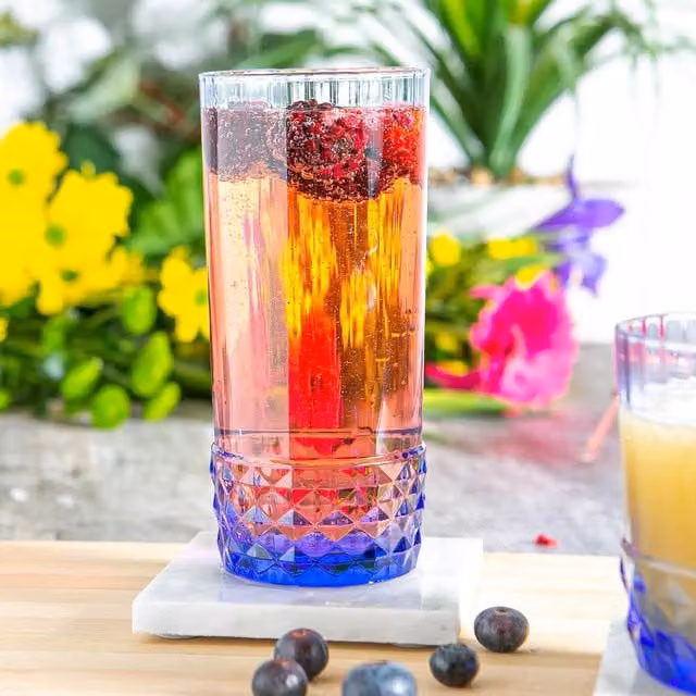 Bormioli Rocco America 20s Striped Highball Tumbler Glass, Blue, 490 ml