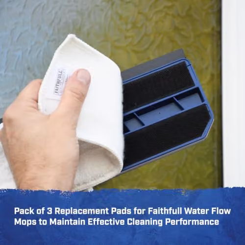 Faithfull White Window Cleaning Mop Spare Pads, Pack of 3 – 5