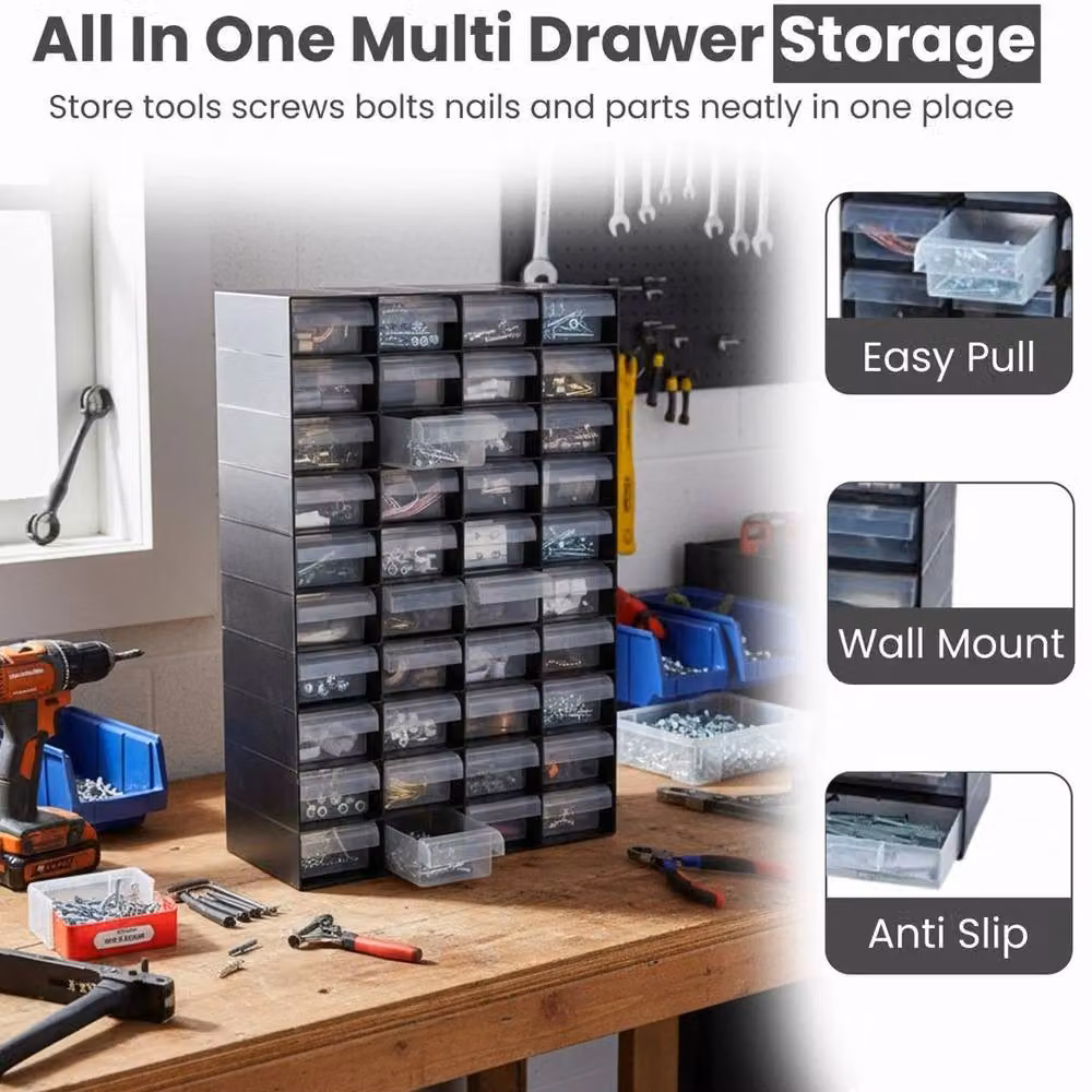 SPETLEK 40 Drawer Multi Storage Cabinet in Black for Home or Garage – 4