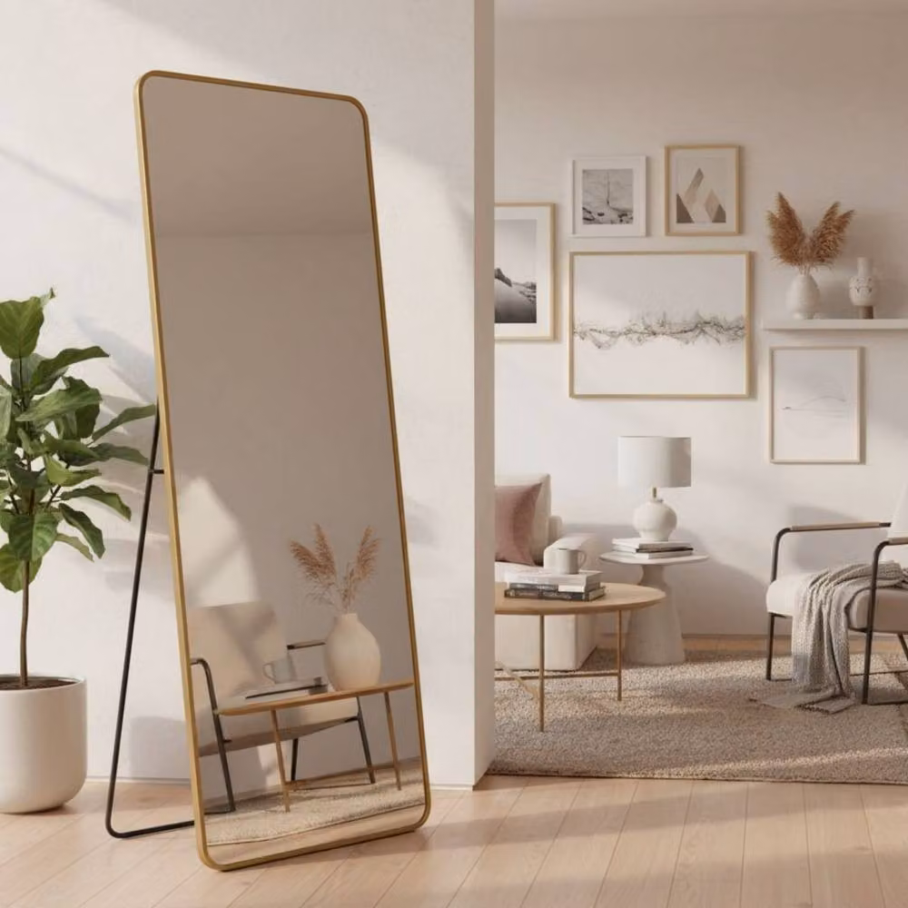 HOME LUXE INTERIOR Verona Gold Soft Edged Metal Full Length Mirror, W: 60 cm, H: 165 cm – 3