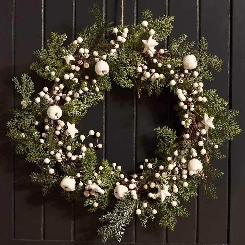 Dibor Shooting Star Christmas Wreath in White and Green, Diameter: 50 cm – 2