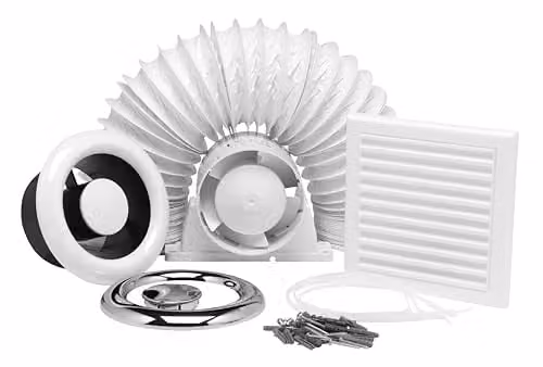Xpelair Airline Al100T 100mm Inline Axial Extractor Fan with Timer and Loft Fitting Kit, White