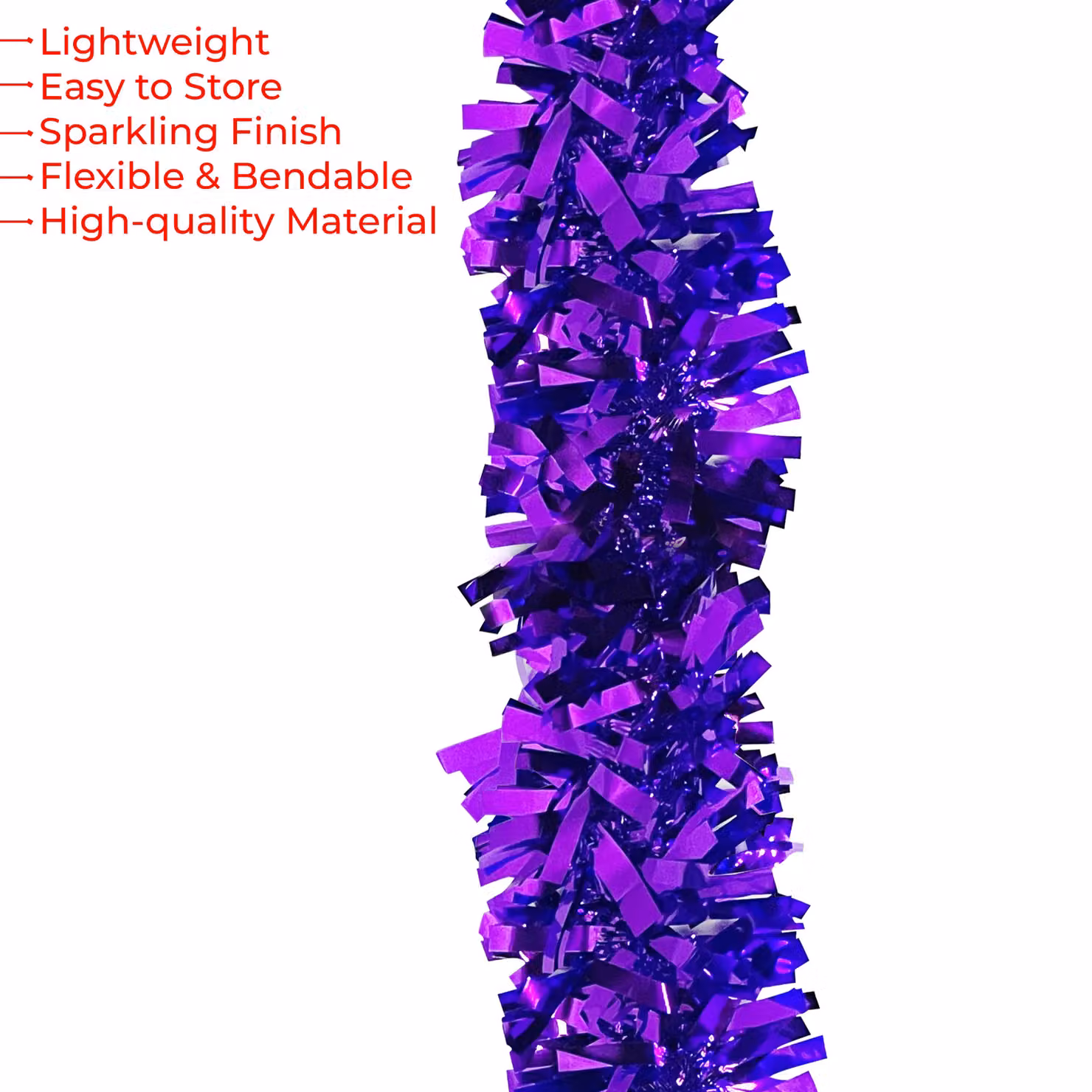 Neel Blue Shiny Metallic Chunky Tinsel Garland in Blue and Purple for Christmas and Parties – 4