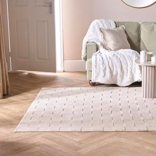 OHS Checkerboard Hand Tufted Rug in Beige, W/D: 120 x 170 cm