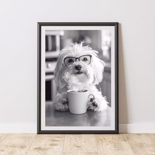 60 Second Makeover Funny Havanese Drinking Coffee Paper Poster, A4