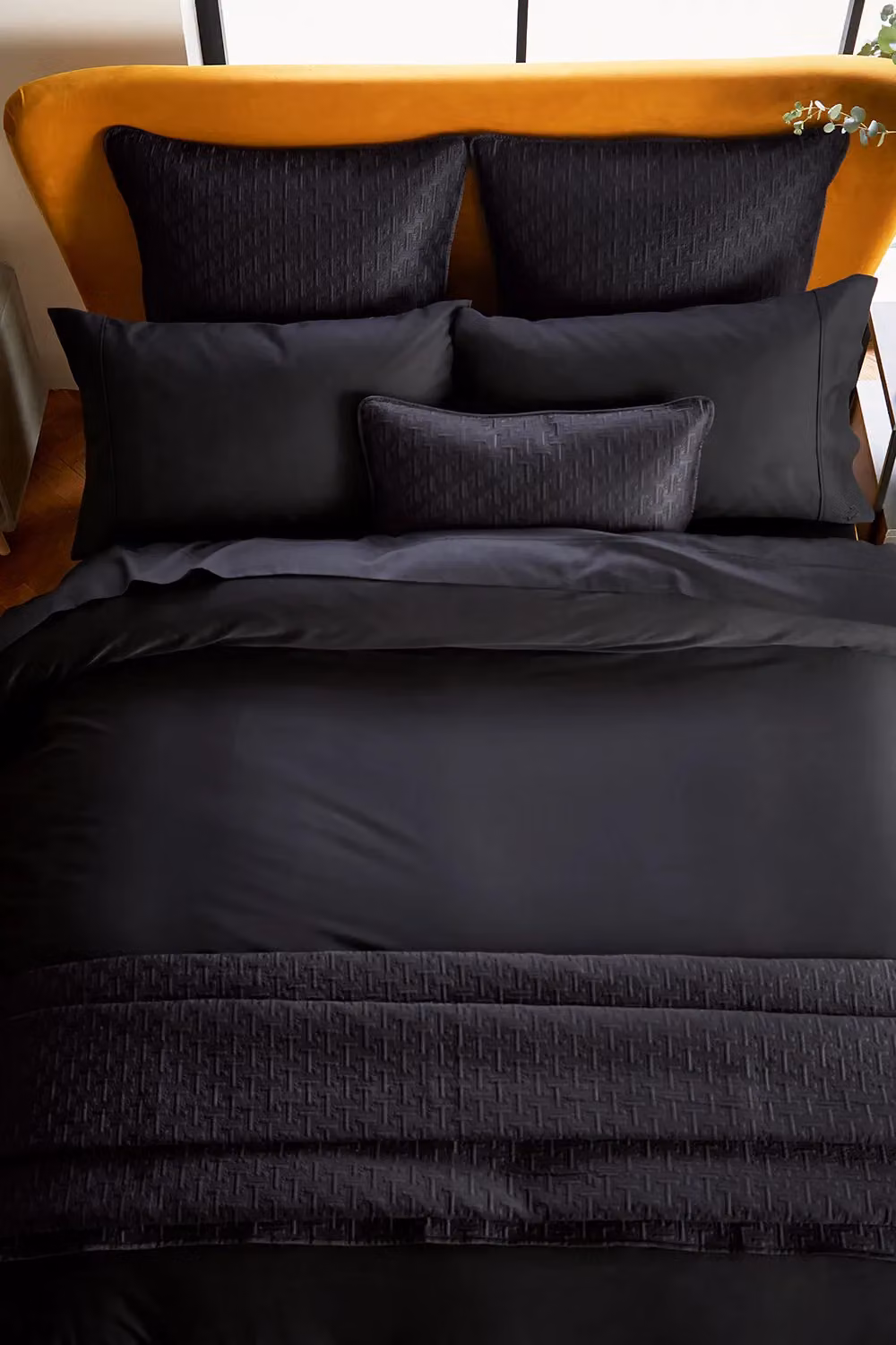 Ted Baker 250 Thread Count Mako Satin Cotton Plain Dye Fitted Sheet in Black, W/D/H: 90 x 200 cm – 4
