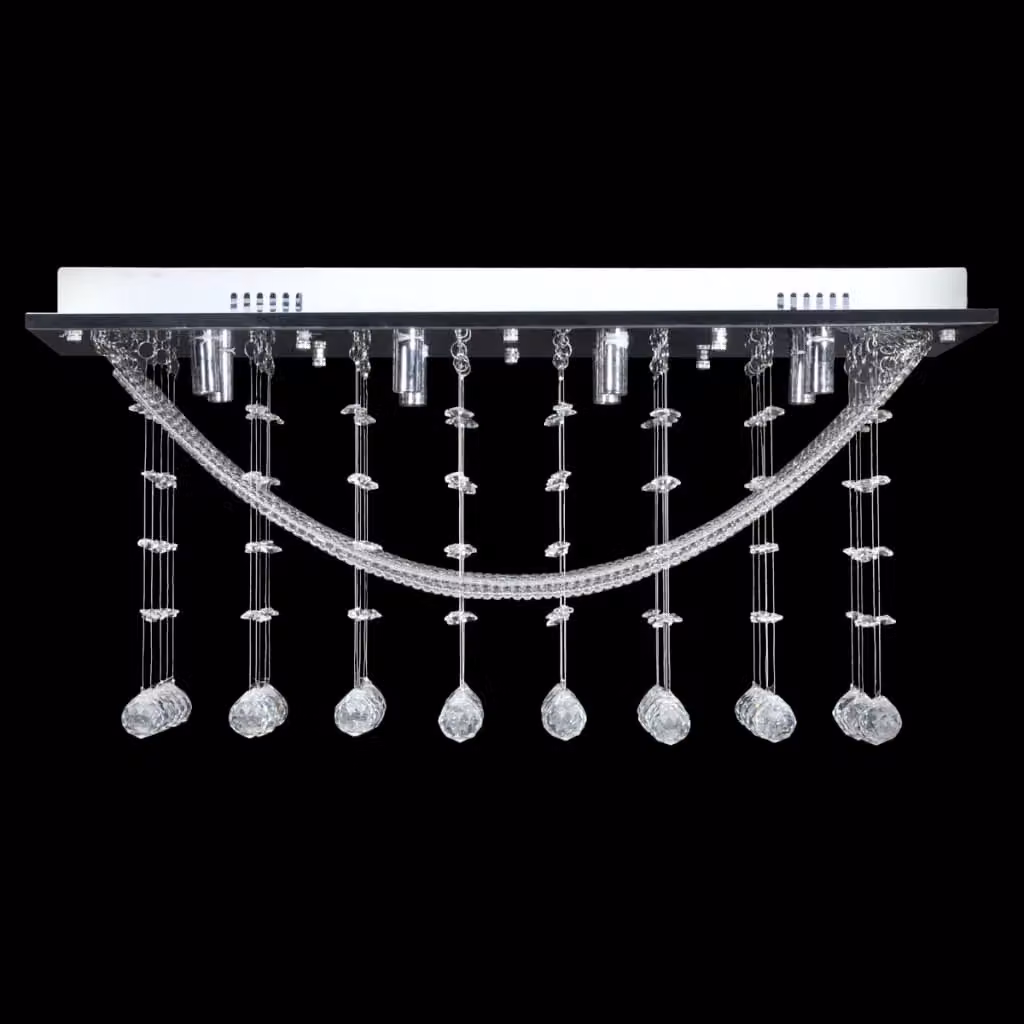 Berkfield Home White and Silver Ceiling Lamp with Glass Crystal Beads, 8 x G9, Diameter: 29 cm – 3