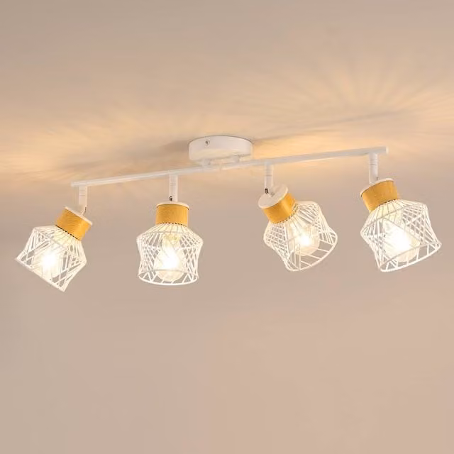 Pheashine White Wrought Iron Cage Ceiling Light with E27 Bulb Included