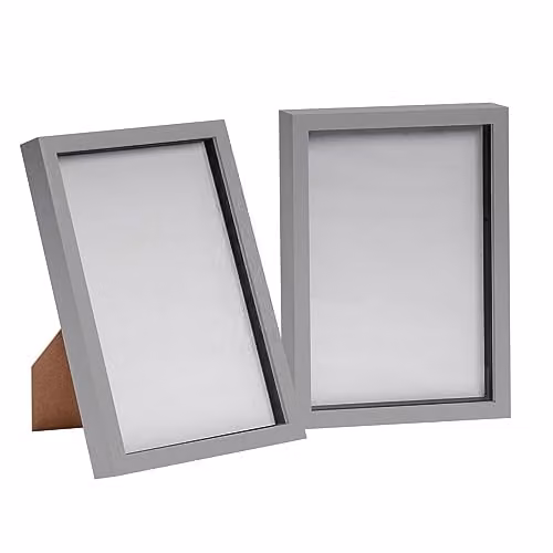 Nicola Spring 3D Shadow Box Photo Frames, Pack of 2, Grey, W/D/H: 23.3 x 32.0 x 3.5 cm