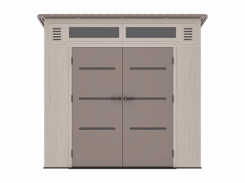 Vente-unique Brown Resin Lean-To Garden Shed with Floor and Window – 1