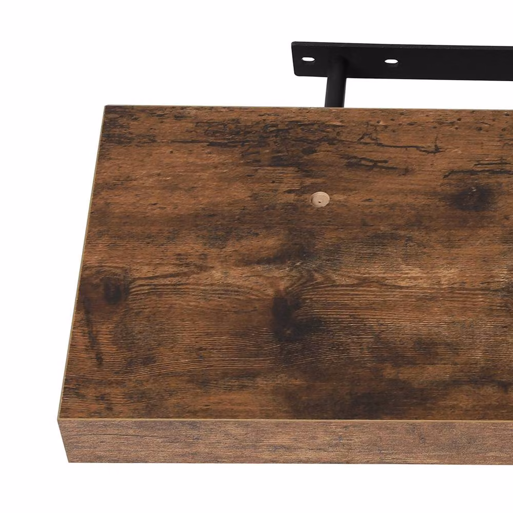 Levede Modern Brown Wood Floating Wall Mounted Storage Shelves, 2 Pack – 7