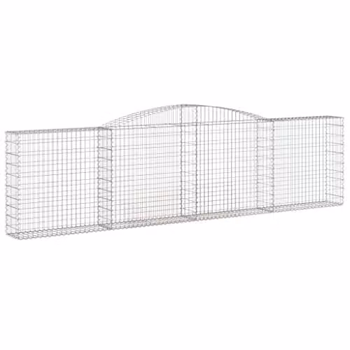vidaXL Arched Gabion Baskets, 3 Piece Set, Silver Galvanised Steel, W: 400 cm, D: 30 cm, H: 100/120 cm