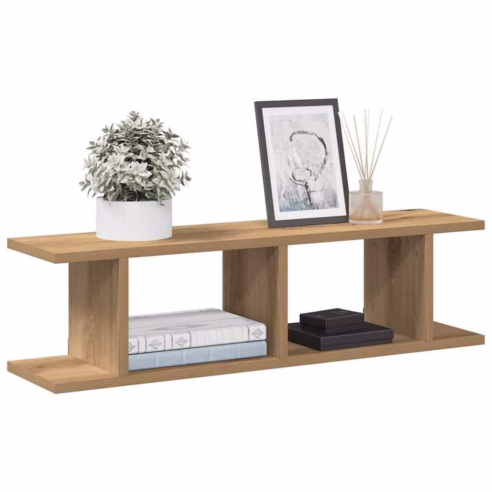 Berkfield Home Artisan Oak Wall Shelves, 2 Pack, Brown, W: 75 cm, D: 20 cm, H: 18 cm – 2