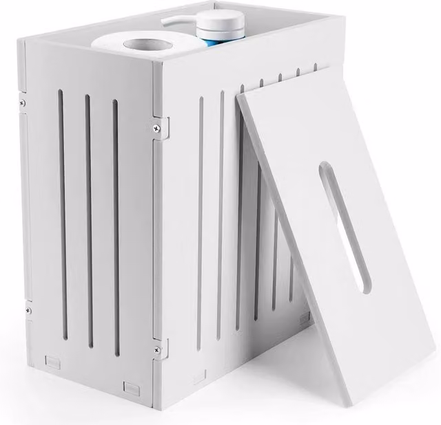 KORVIXA White Bathroom Storage Cabinet with Internal Shelves and Hinged Doors W/D/H: 60 x 45 x 33 cm