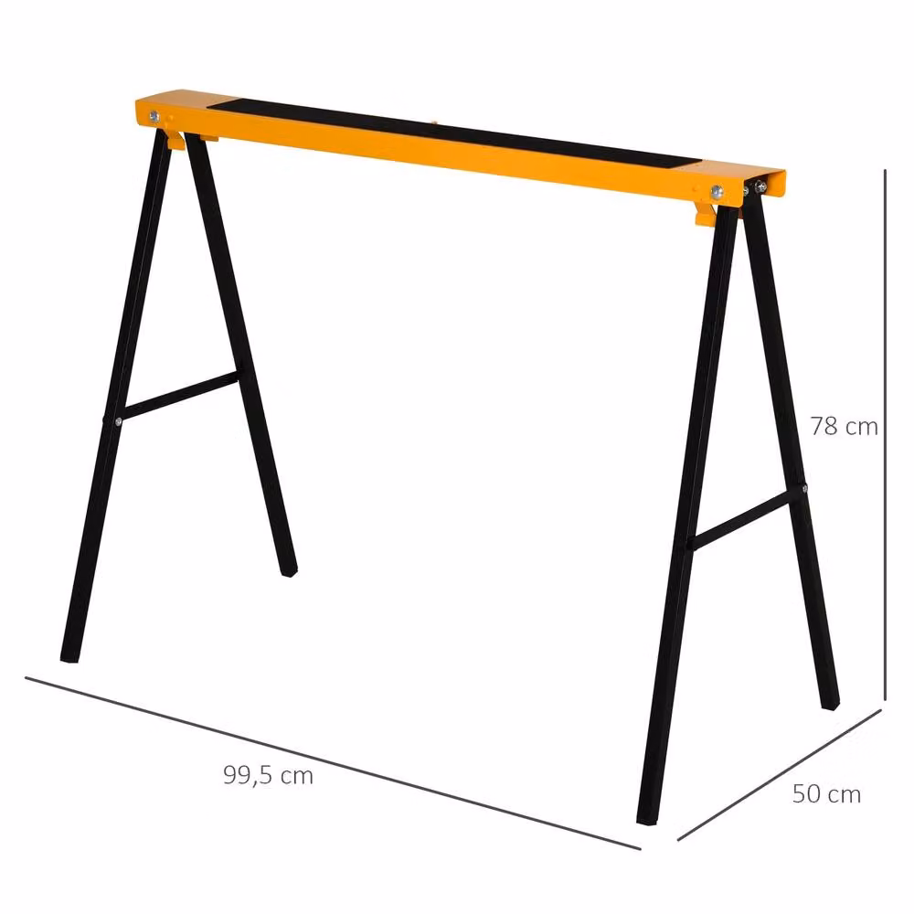 STILVORA Twin Pack of Foldable Steel Saw Horses in Orange with Handles – 3