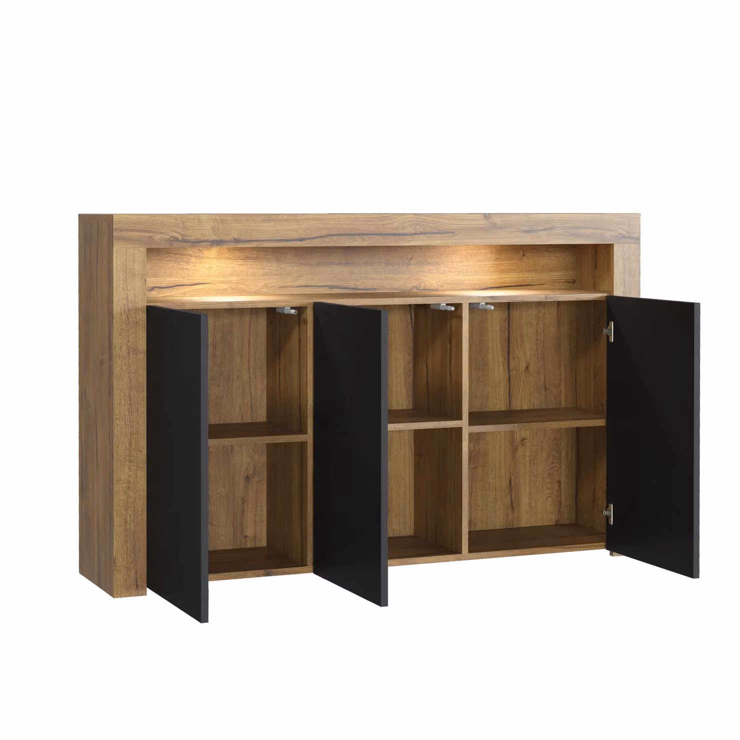 Mex Furniture LTD Modern Brown Sideboard with Matt Doors and Integrated LED Lighting, W: 155 cm, H: 92 cm, D: 40 cm – 2