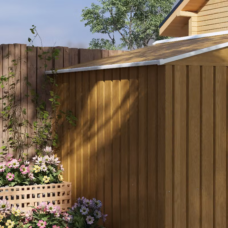 Outsunny Brown Galvanised Steel Metal Garden Storage Shed with Sloped Roof and Double Doors, W/D/H: 236 x 182.88 x 161 cm – 6