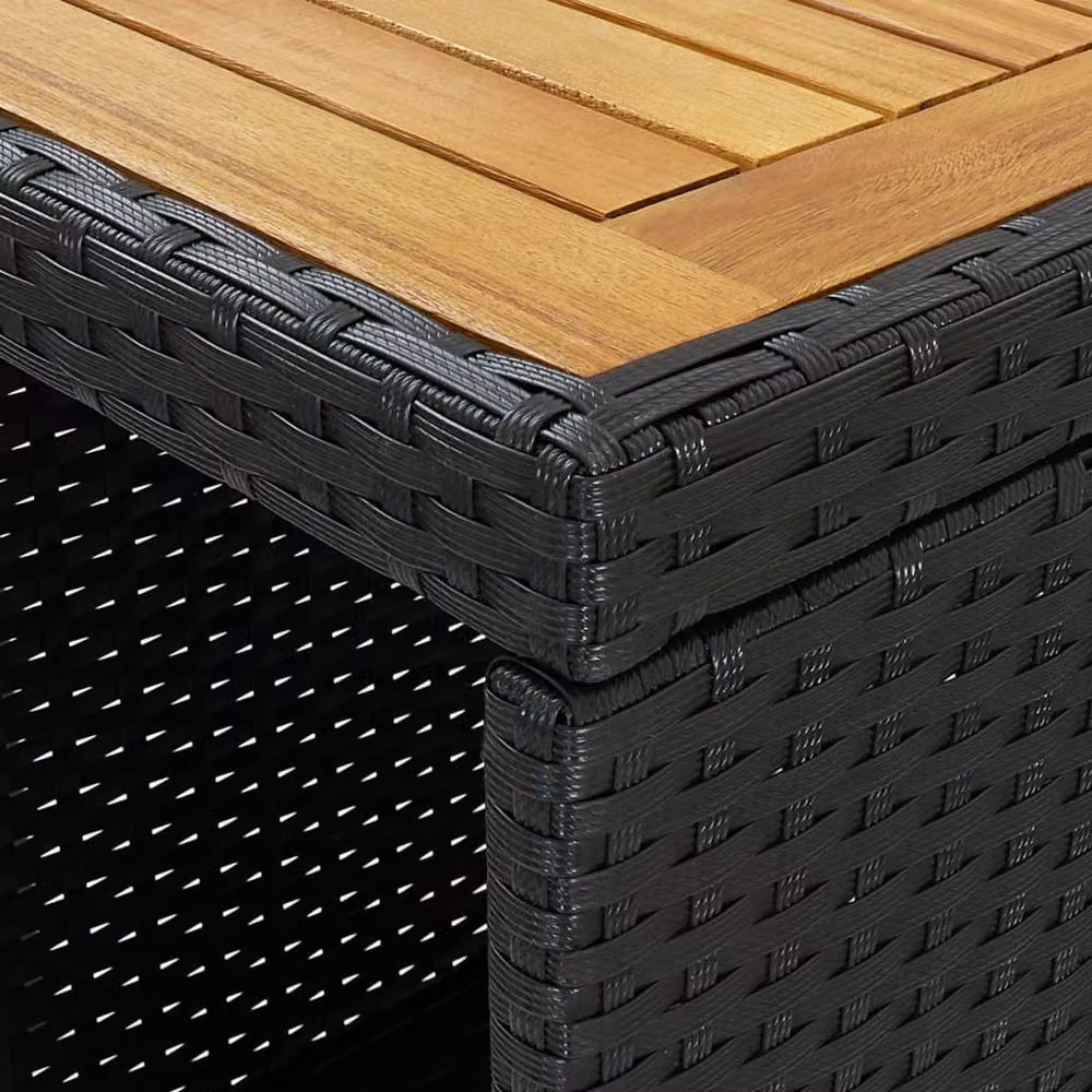 Berkfield Black Poly Rattan Home Bar Table with Storage Rack, W/D/H: 120 x 60 x 110 cm – 4