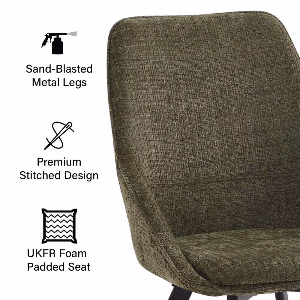 FWStyle Myla Set of 2 Green Chenille Swivel Dining Chairs – 2