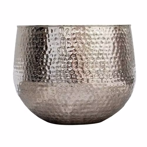 Melody Maison Medium Silver Hammered Metal Round Tabletop Planter W/D/H: 30 x 30 x 28 cm – 2