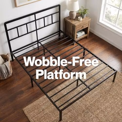 Levede Metal Double Bed Frame with Headboard in Black, W/D/H: 140 x 200 x 135 cm – 5