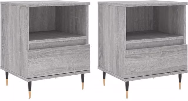 Berkfield Home Set of 2 Grey Sonoma Bedside Cabinets, W/D/H: 40 x 35 x 50 cm – 1