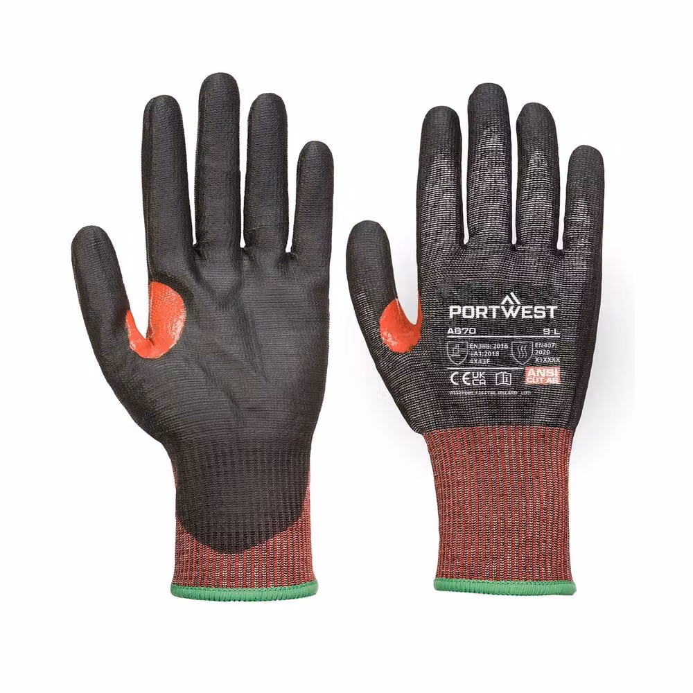 Portwest A670 PU Coated Gloves in Black, Size: XL – 3