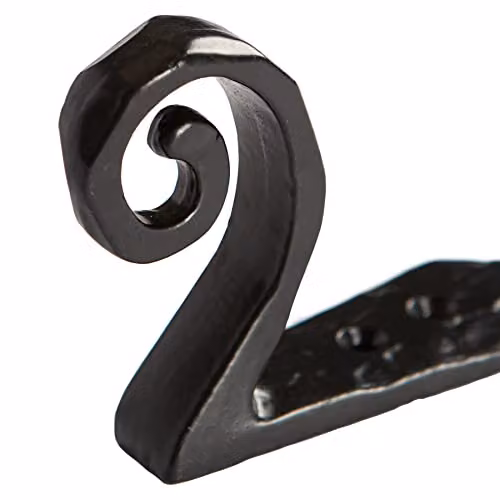 Hammer and Tongs Matt Black Powder-Coated Iron Hammered Scroll Hook, Pack of 10, W: 3.0 cm, H: 9.5 cm – 3