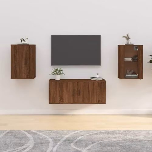 vidaXL Set of 2 Wall Mounted TV Cabinets in Brown Oak – 2