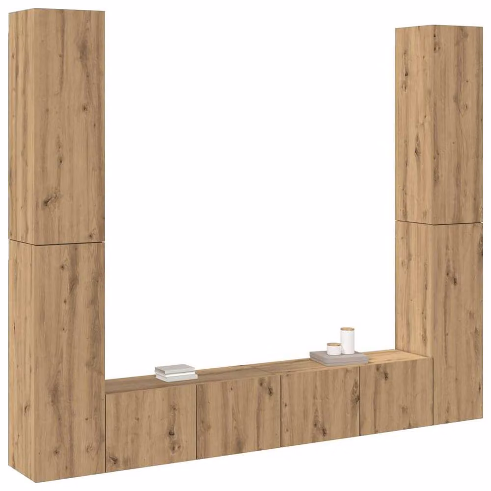 Berkfield Home Artisan Oak Wall Mounted TV Cabinets, 6 Piece Set in Brown – 2