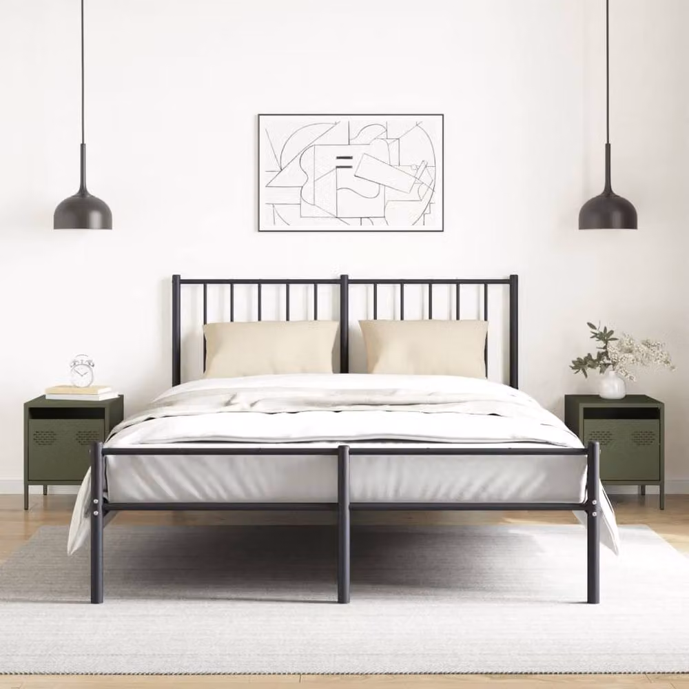 Berkfield Home Set of 2 Industrial Metal Bedside Cabinets in Matt Olive Green, W: 35 cm, D: 39 cm, H: 43.5 cm – 3