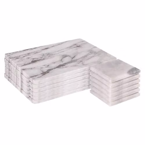 Argon Tableware 12pc Marble Placemats and Square Coasters Set in White and Black – 1