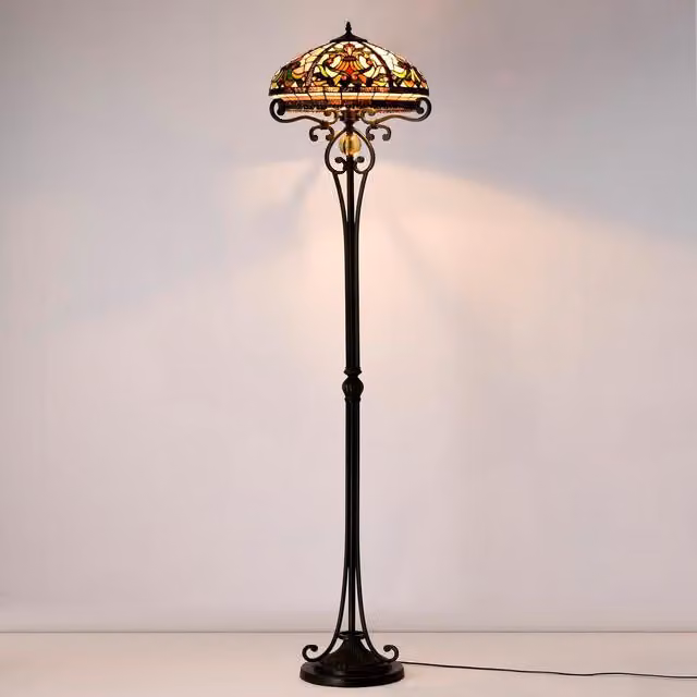 BELOFAY Tiffany Stained Glass Floor Lamp in Multicolour with Art Deco Design