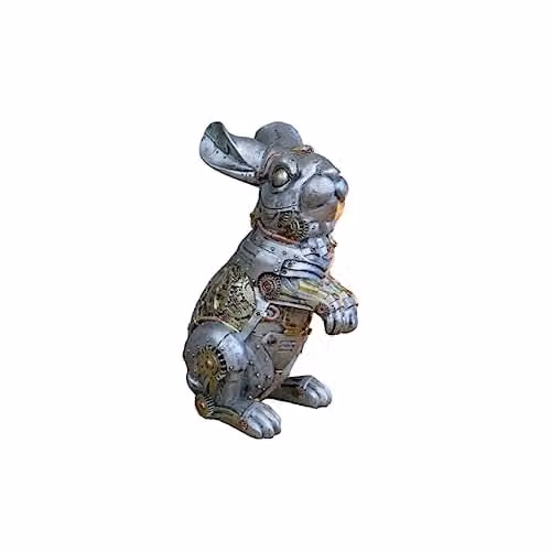 Gifts Direct 2 U Steampunk Rabbit Vintage Silver and Multicolour Mechanical Hare Figurine, W/D/H: 12.0 x 16.0 x 12.0 cm