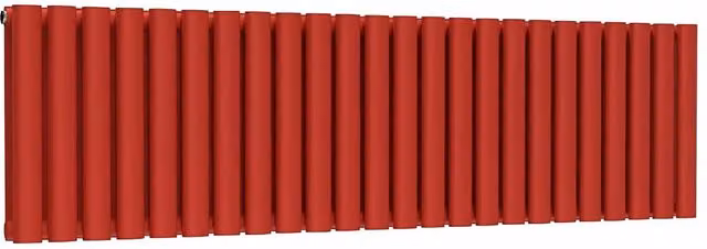 Lux Heat Oval Horizontal Double Steel Radiator in Red, W: 144 cm, H: 40 cm
