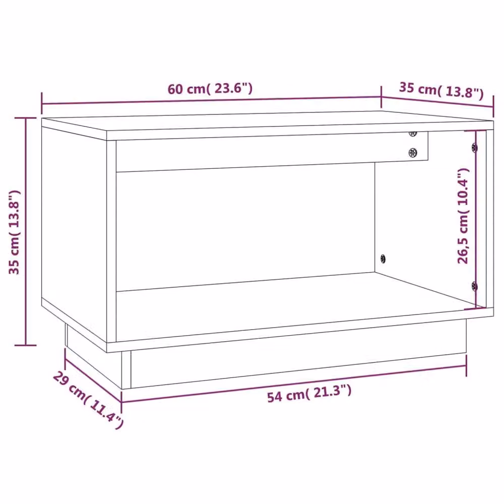 Berkfield Home Grey Solid Wood Pine TV Cabinet W: 60 cm, D: 35 cm, H: 35 cm – 5