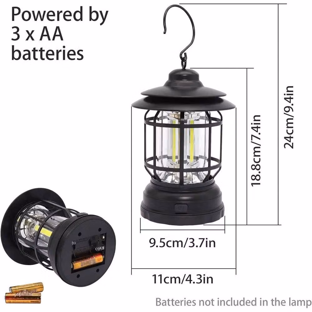 Kelvenix 2-Piece Retro LED Camping Lantern Set in Black – 2